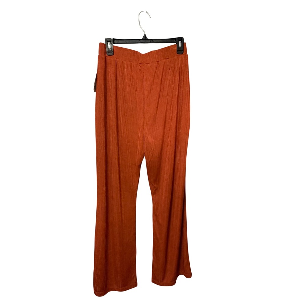 89th + Madison Womens Rust Orange Plisse Wide Leg Pants High Rise NWT Size M - Picture 2 of 7